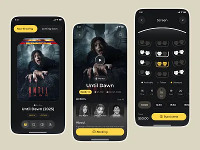 Cinema Ticket Booking Mobile App booking cinema cinema app cinema ticket booking app cinema tickets app entertainment app film film booking imdb mobile cinema tickets movie booking app movie booking platform netflix online movie booking ott platform streaming streaming platform tickets tickets app ui design
