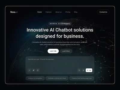AI Chatbot SaaS Landing Page – Modern Conversational UI ai ai chatbot ai tools artificial intelligence chatbot ui dark ui dashboard ui interface design landing page modern ui product design saas saas landing page startup tech design ui design ux design web app web design