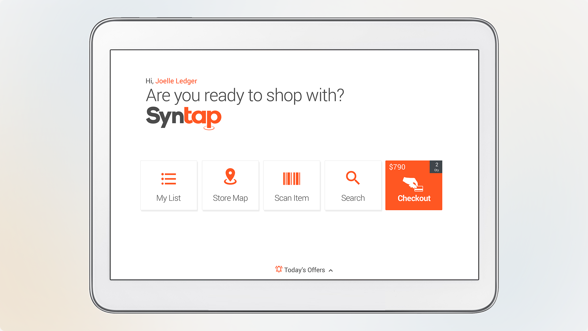 The Syntap app enhances in-store product discovery and shopping. b2c ecommerce design digital strategy in store tablet ui