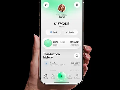 Fintech Mobile App UI: Crypto Wallet app button crypto dashboard design finance fintech green interface ios kit mobile ui ux wallet web