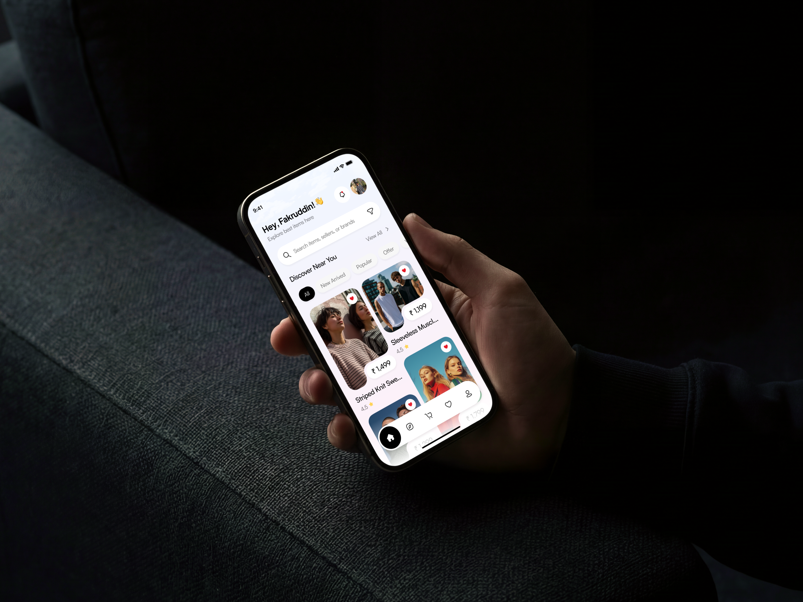 Fashion App UI Design app design card design clean ui dark mockup ecommerce fashion fashion app interaction design ios local discovery marketplace minimal mobile app mobile design mobile ui product listing shopping app typography ui ux