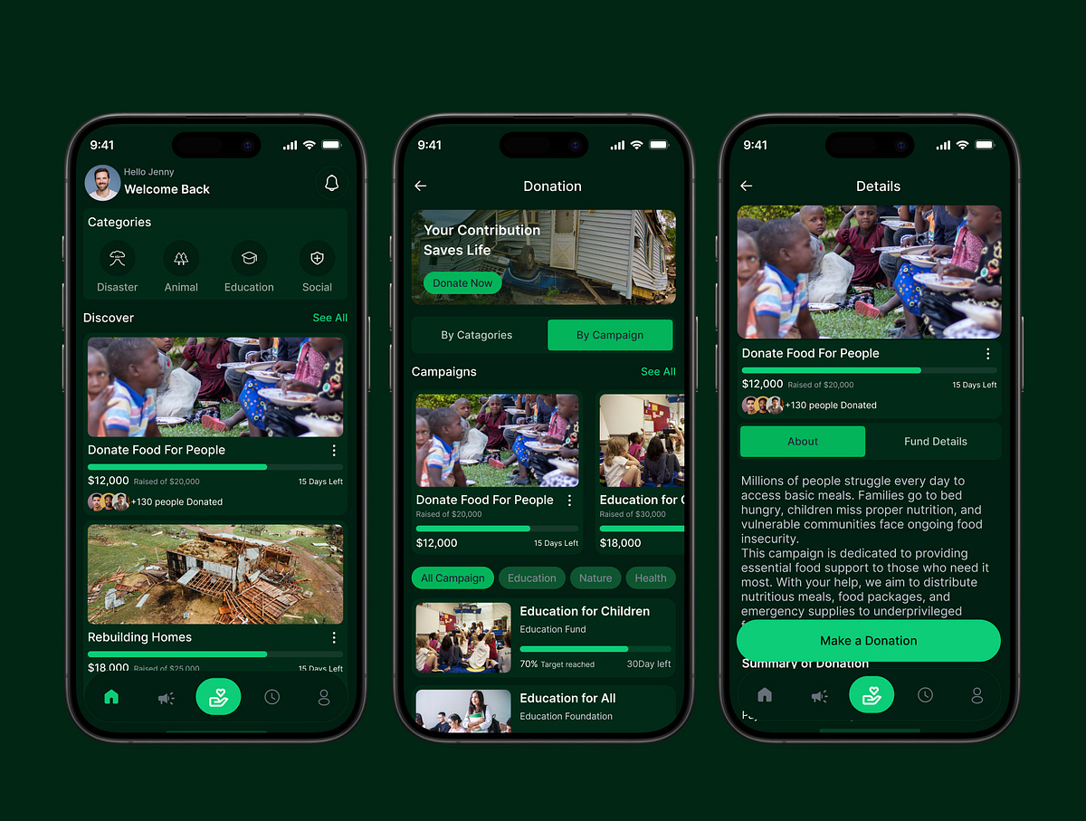 Donation & Fundraising App Design