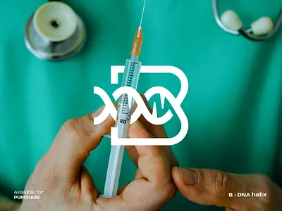 B Letter with DNA helix logo concept b logo dna logo doctor logo health logo letter b logo medical logo