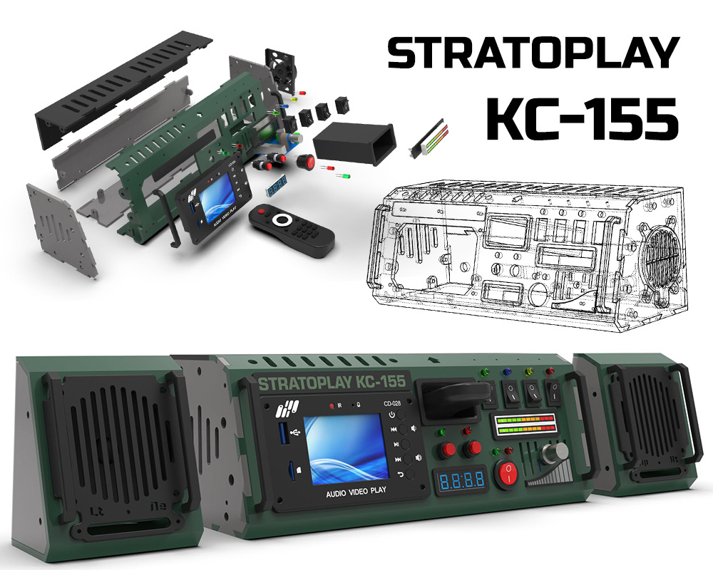 STRATOPLAY KC-155 (MP3 Player) 3d design 3d modeling 3d printing audio system design beirut branding cad cam communication electronics hi fi hobby industrial design lebanon mp3 music product design tools