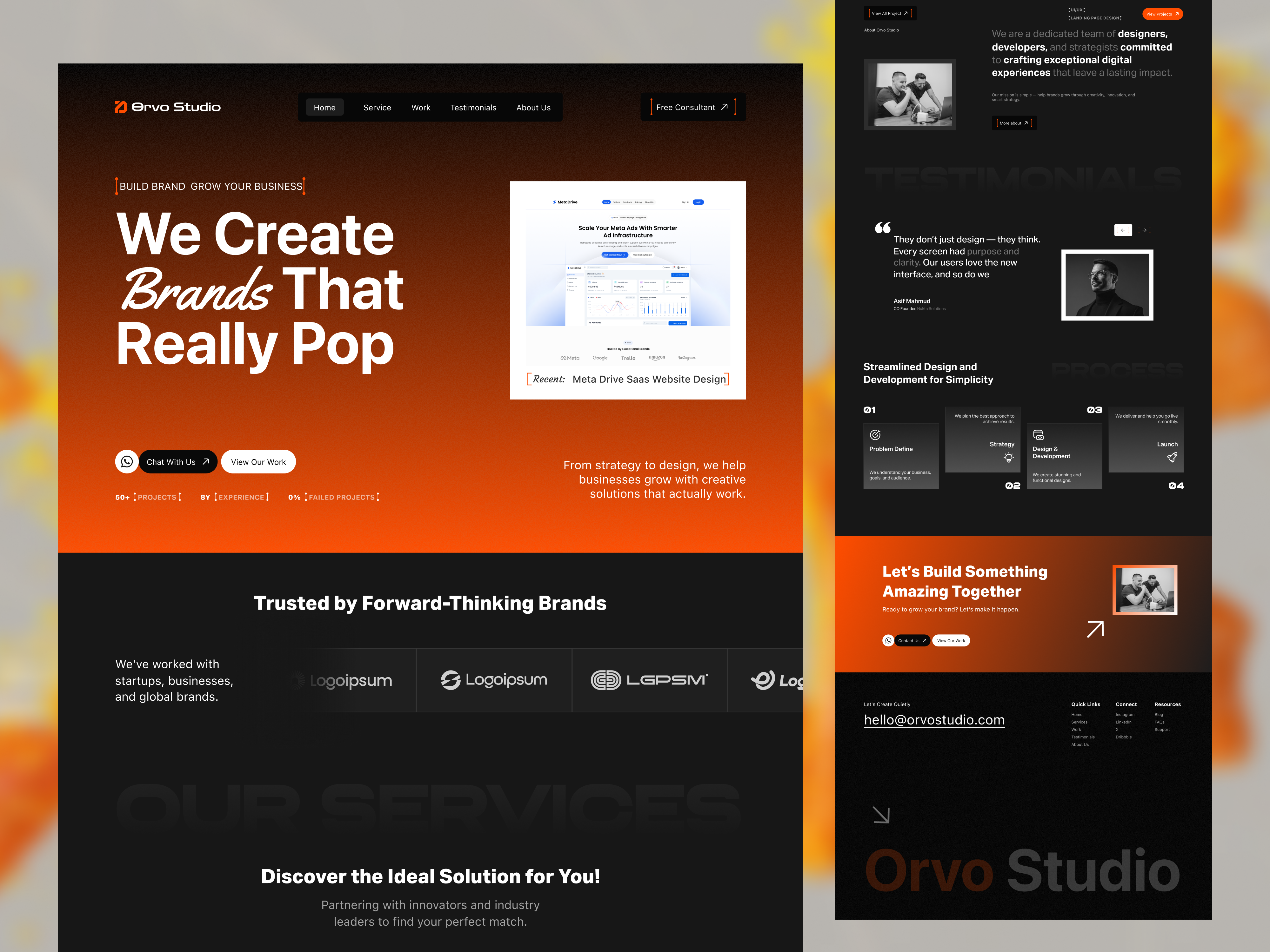 Orvo Studio — Creative Agency & Digital Services Website brandingagency businesswebsite conversiondesign creativeagency designservices digitalagency freelancedesigner hireadesigner modernwebdesign nukta nuktasolutions productdesign saasdesign startupdesign uiuxagency userexperiencedesign uxdesignservices webdesignagency webdesignservices websitedesignservices