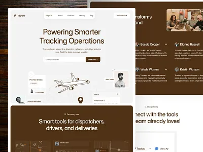 Trackeo — Delivery & Tracking SaaS Website framer graphic design ui web design webflow website design