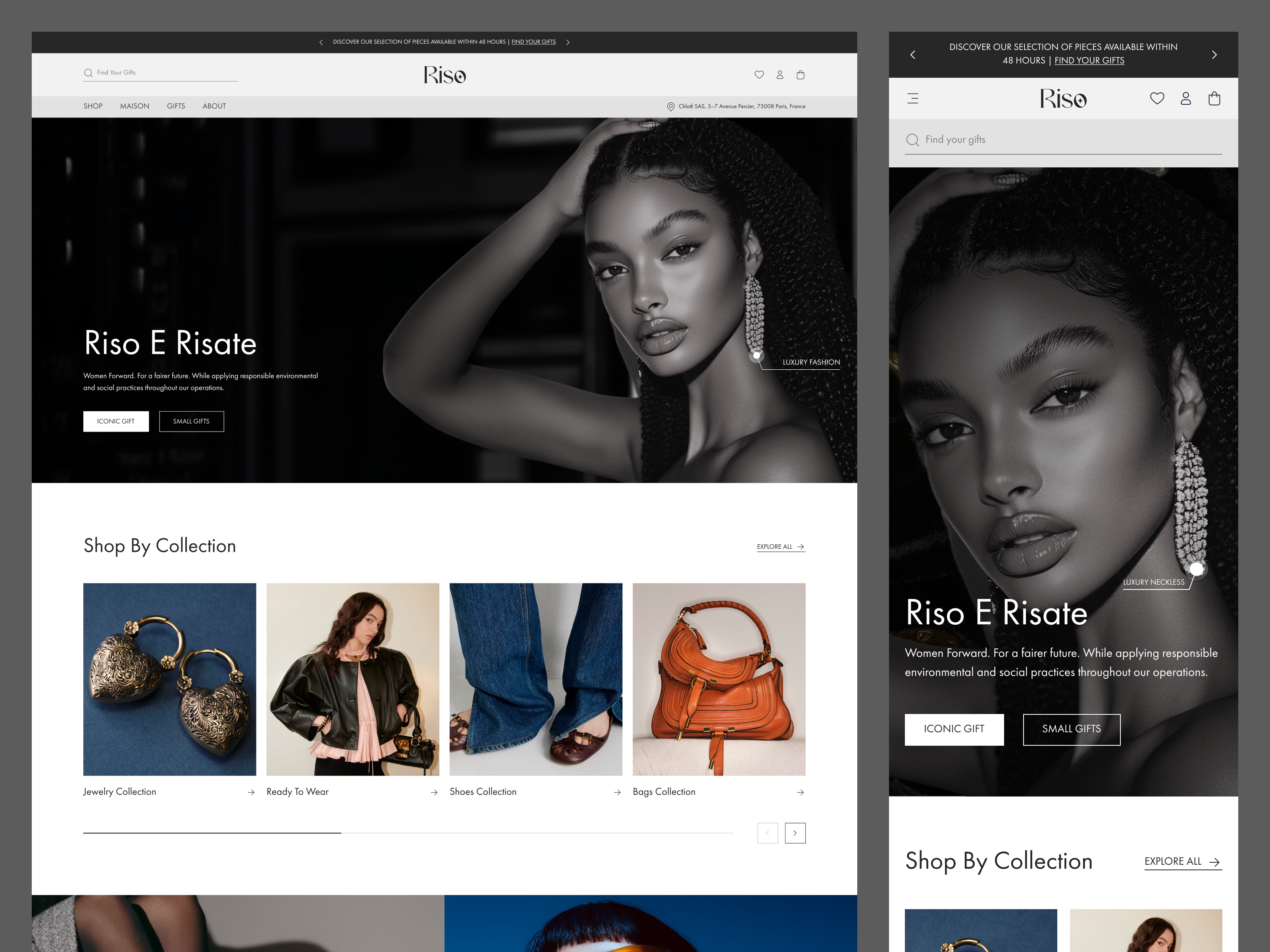 Riso - Fashion E-commerce Landing Page 2026 best design best hero section e commerce fashionwebsite figma figma design landing page mobile responsive product card product design productdesign responsive design trendy design ui uidesign uiux ux web design webdesign