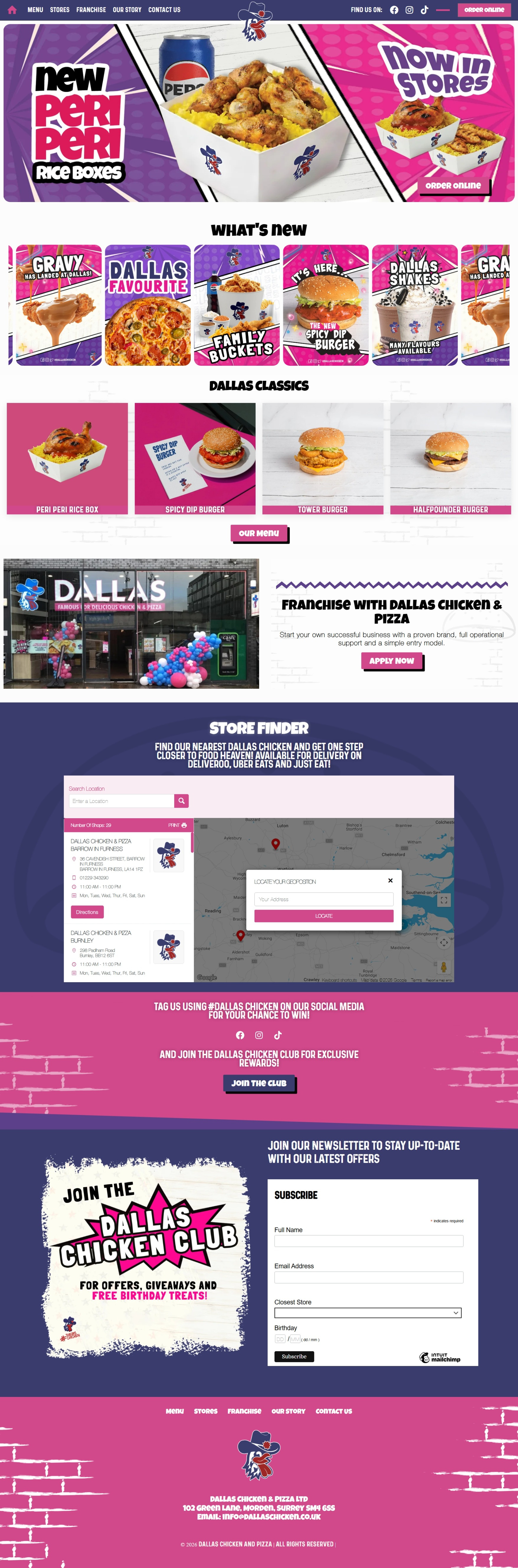 Dallas Chicken & Pizza food webdesign website