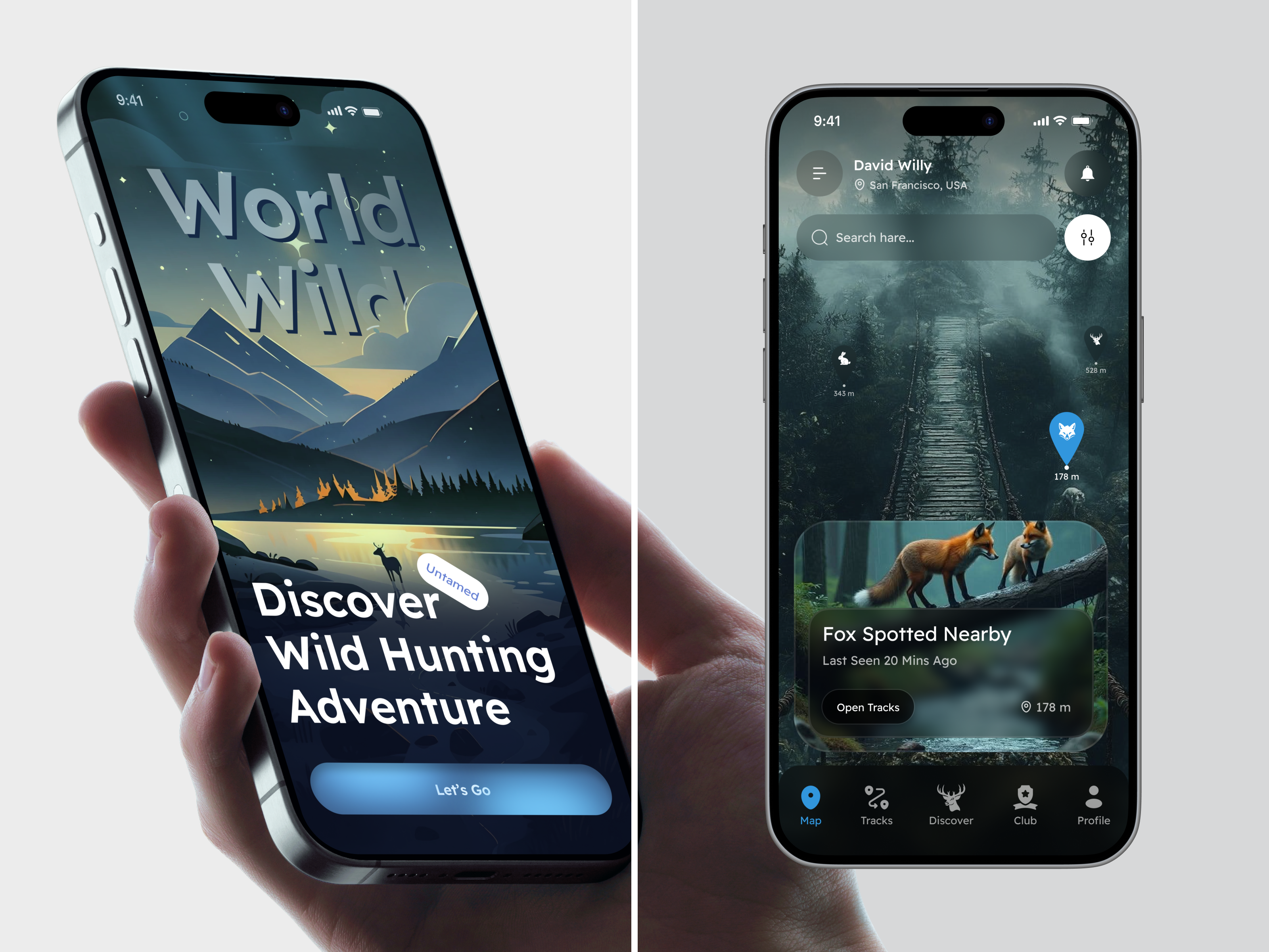 Nature Exploration Mobile App Design adventure app android app animal tracking app design clean app creative design exploration app forest theme gps app hunting app ios app mobile mobile app mordran app nature app onboarding screen tracking app wildlife