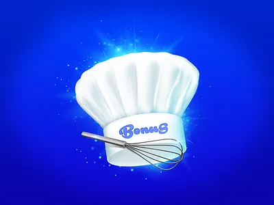 Toque Blanche Bonus symbol bonus cartoon chef chefhat design draw games gaming graphic design illustration psd slotgames symbol toque ui uiartist