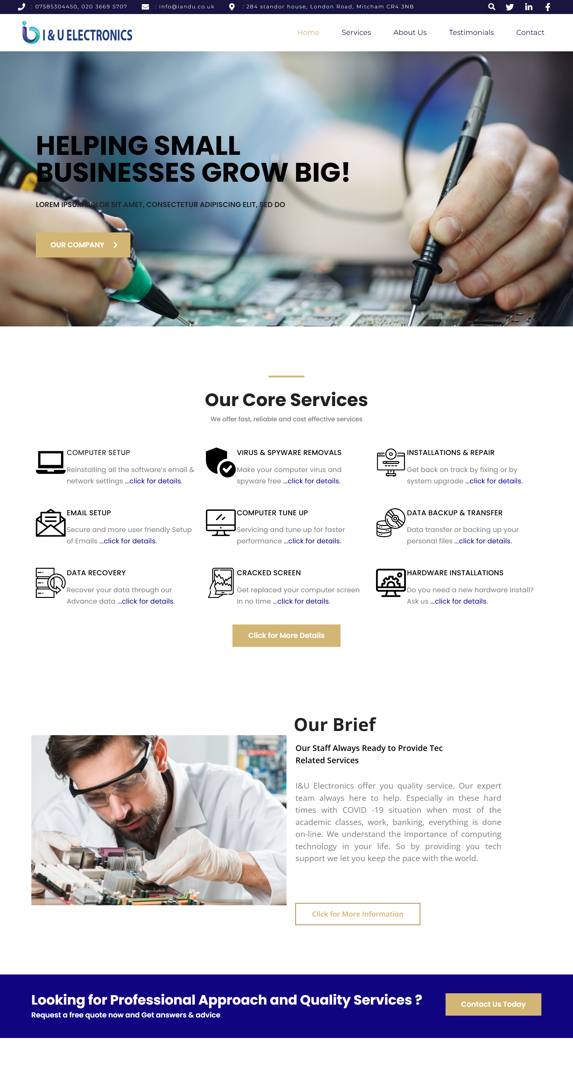I & U Electronic Website Development elementor website development wordpress