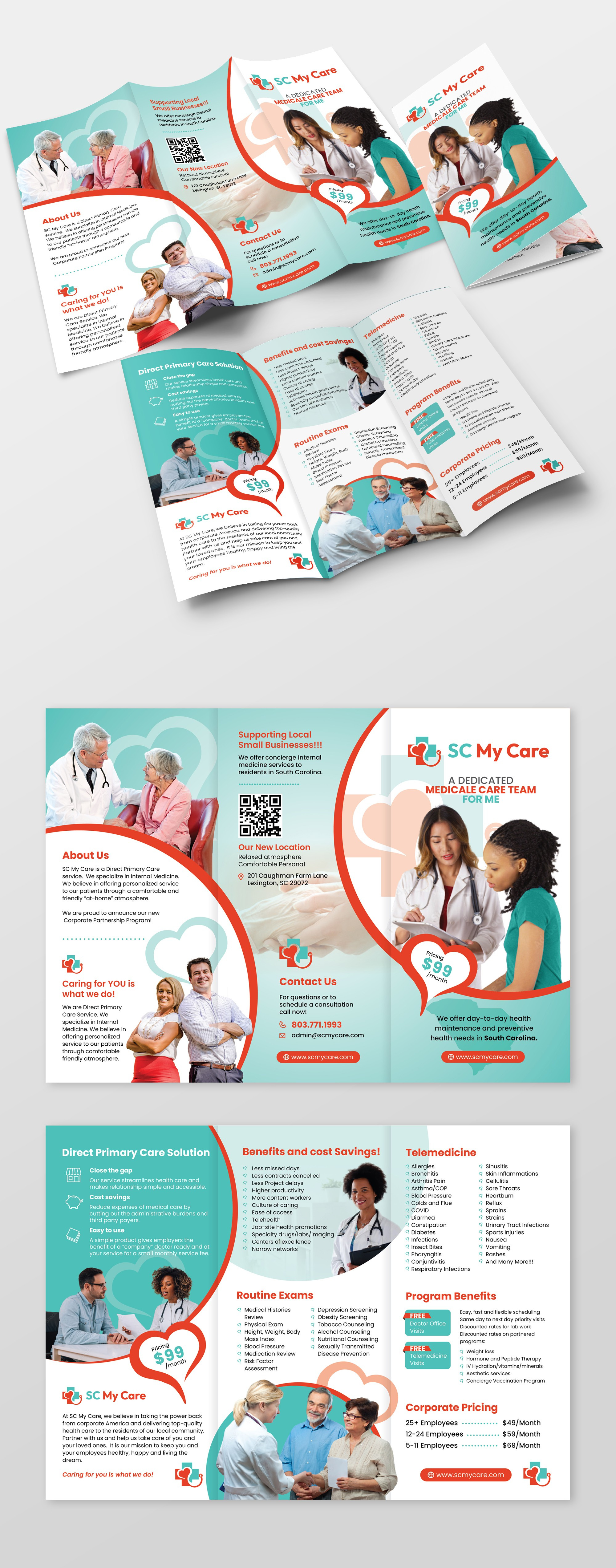 Direct Primary Care Brochure Design | Medical Trifold for South directprimarycare healthcaregraphicdesign medicalbrochuredesign smallbusinesshealth trifoldbrochure