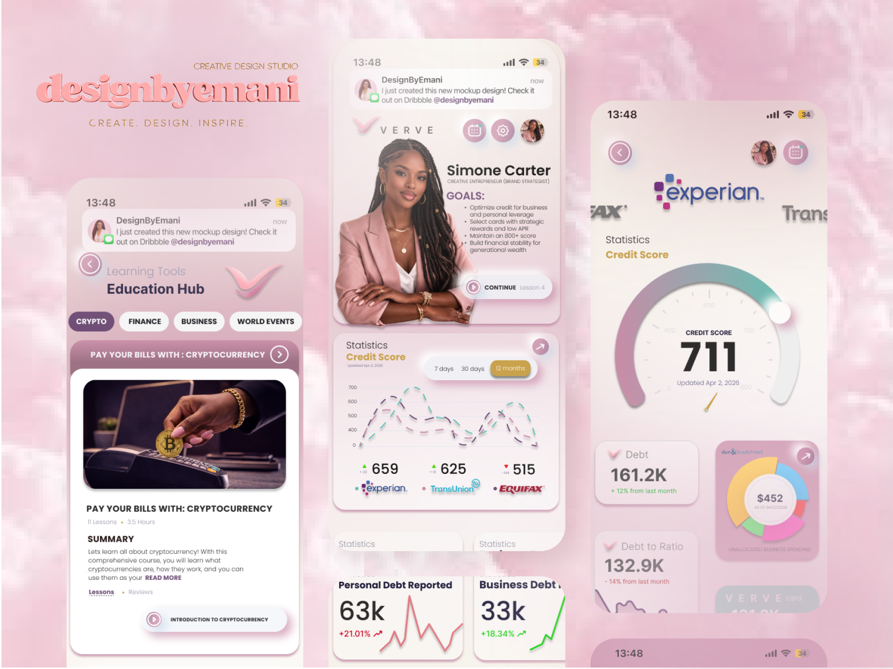 VERVE: A PERSONAL & BUSINESS CREDIT MANAGEMENT/EDUCATION APP📚📱 app figma mobile mobile app ui design