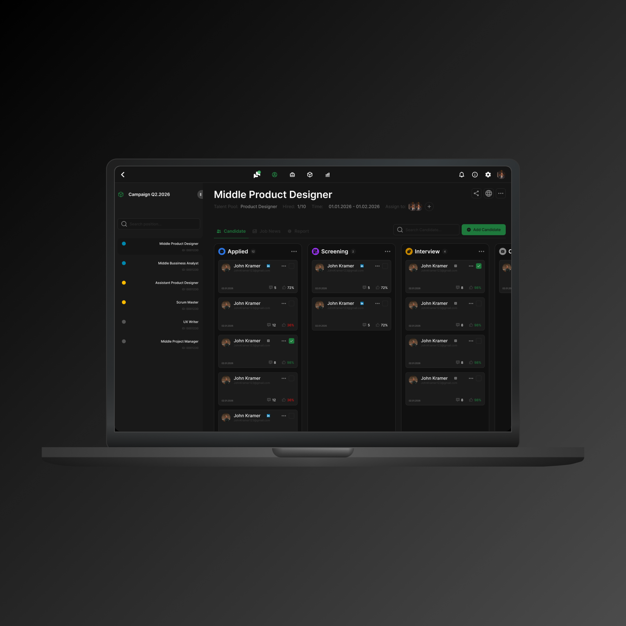 HireTrack — ATS Dashboard UI