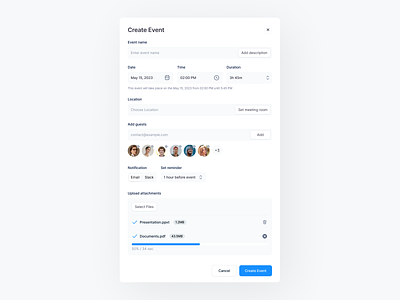Create Event Form add user create event date duration event event form event name figma form meeting plan planning reminder schedule select sergushkin time upload attachments