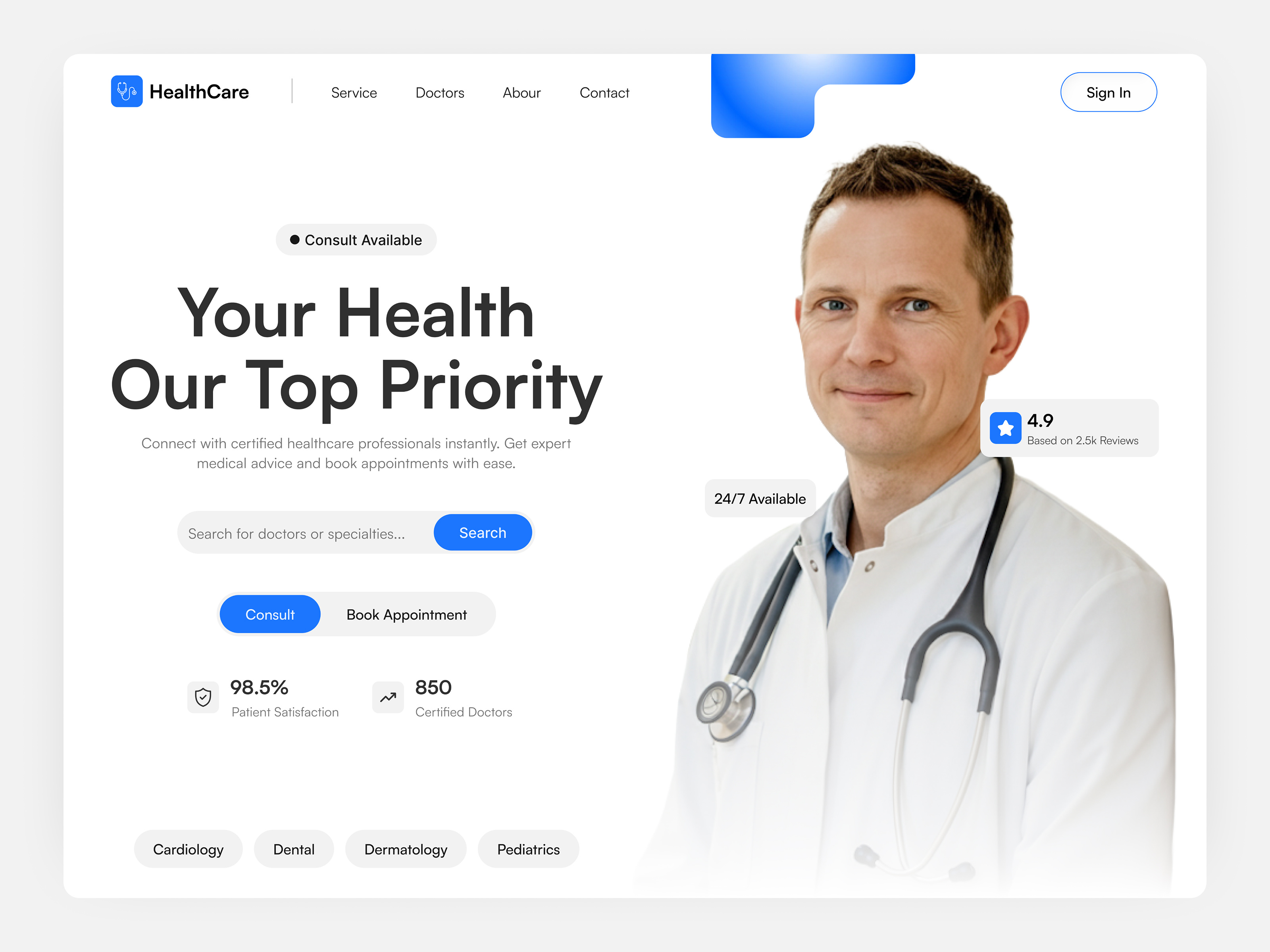 Modern Healthcare Website Design doctor doctor booking platform efatuix health healthcare website healthcare website design healthtech landing page medical website web web design website design