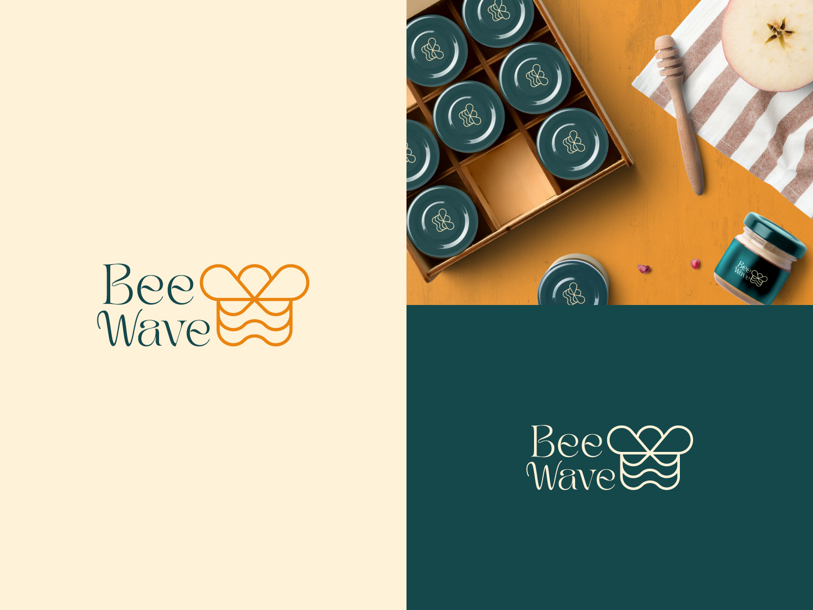 Bee Wave | Modern Minimal Honey Logo Design bee bee branding bee logo branding honey honey bee honey bee branding honey bee logo honey brand honey logo logo logodesign logomaker logos modernlogo