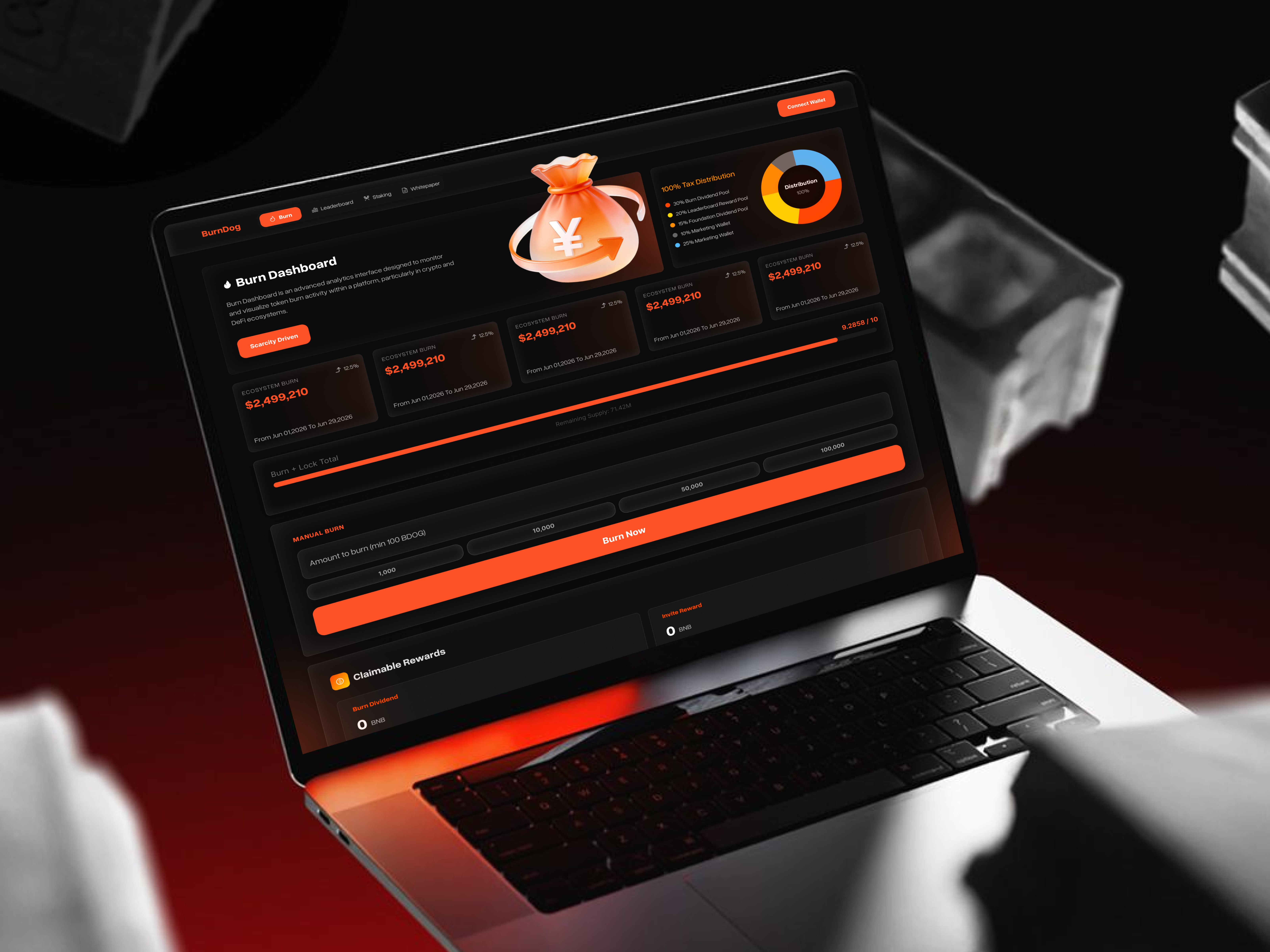 Crypto DeFi Token Burn Analytics Dashboard burn dashboard crypto dashboard crypto dashboard design crypto dashboard ui crypto investment dashboard dashboard design product design token burn ui token dashboard web design