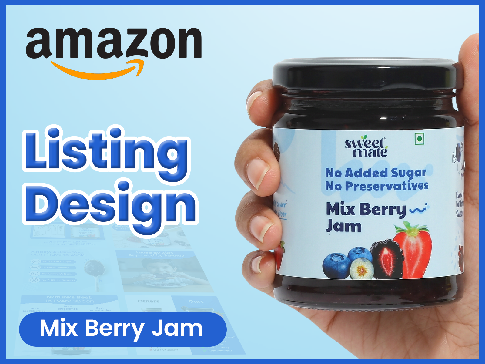 Amazon Listing & A+ Content Design for Mixed Berry Jam advertising design amazon a content amazon listing branding clean design creative design ecommerce design food packaging graphic design label design listing design marketing design minimal design modern design packaging design product design product listing social media design ui design visual design