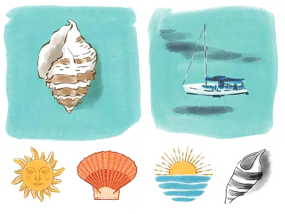 Menorca Wedding Invite beach boho digital art drawing icons illustration illustrator invite island life ocean painting sailboat sea shell summer sunset thumbnails vacation watercolor wedding