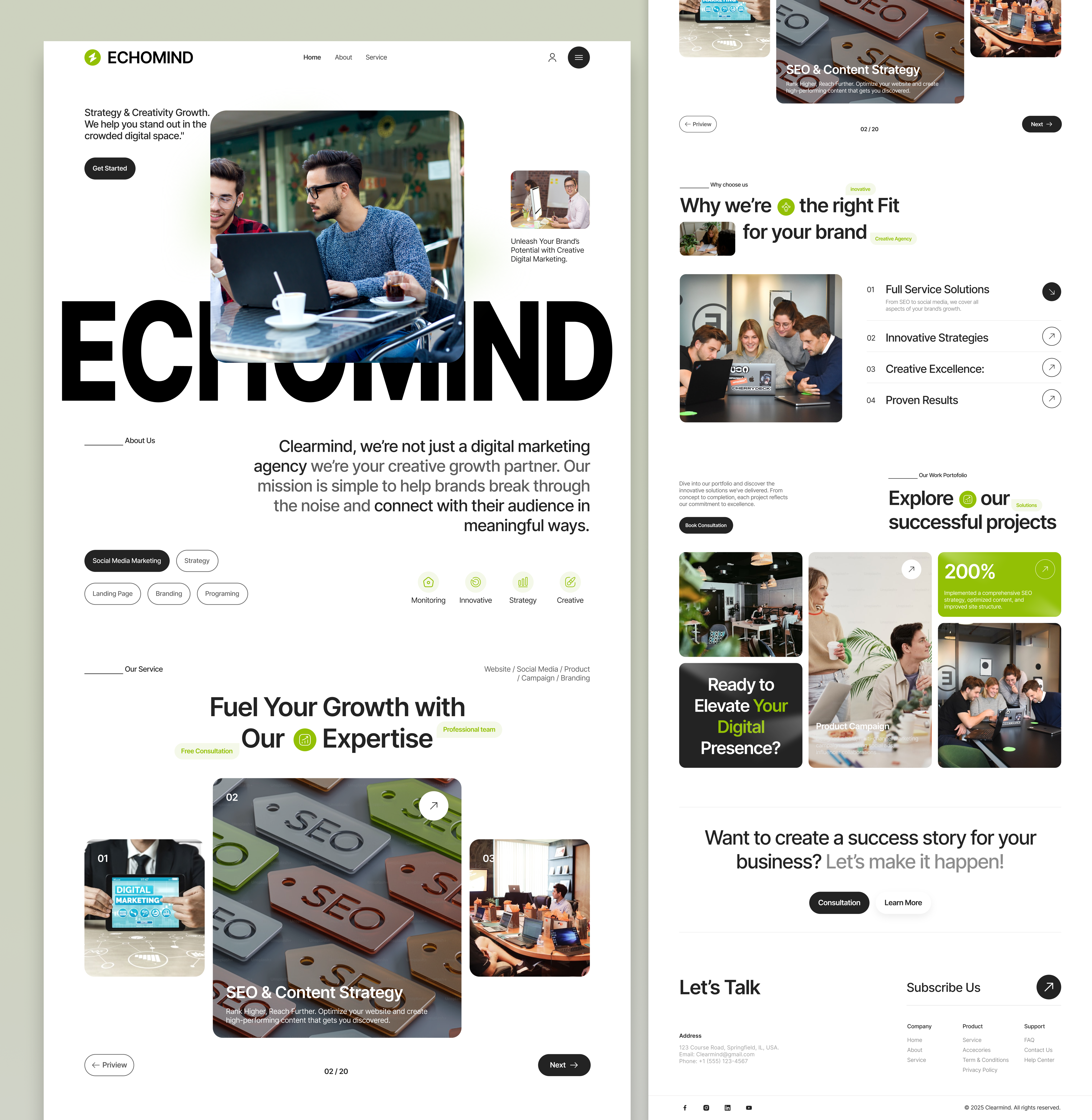 ECHOMIND — Digital Marketing Agency Website designinspiration digitalmarketing dribbble landingpage uidesign uiux uxdesign webdesign