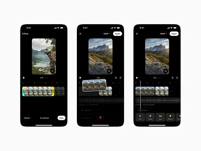 Video editing app 📽️ app design clean design minimal mobile mobile app modern ui ux