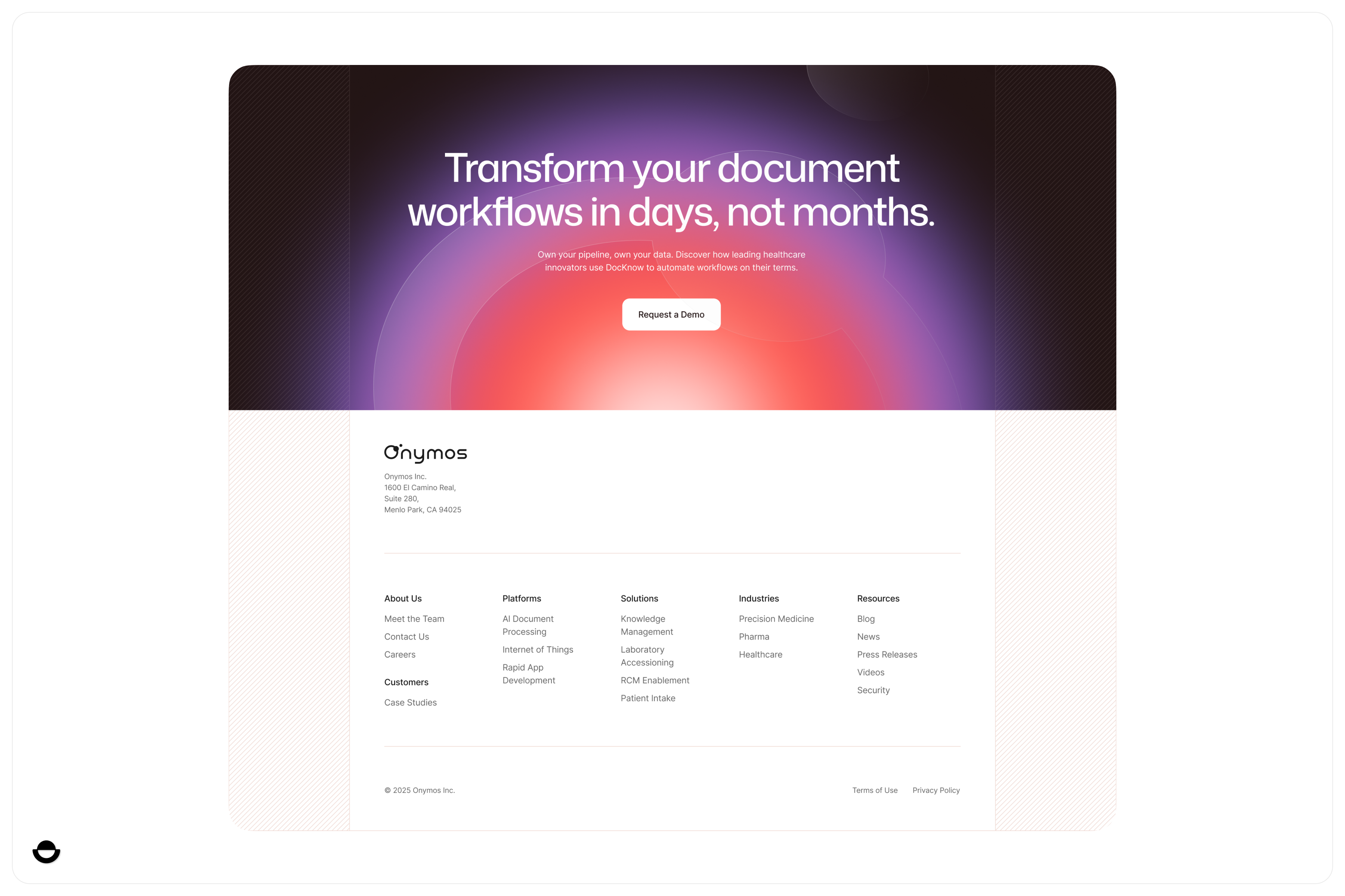 Footer design for Onymos clean design footer minimal modern ui ux website website design