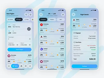Flight Booking App – Mobile UI/UX Design app design booking app clean ui dashboard fintech flight booking mobile app mobile ui modern ui product design travel app ui design user experience user interface ux design