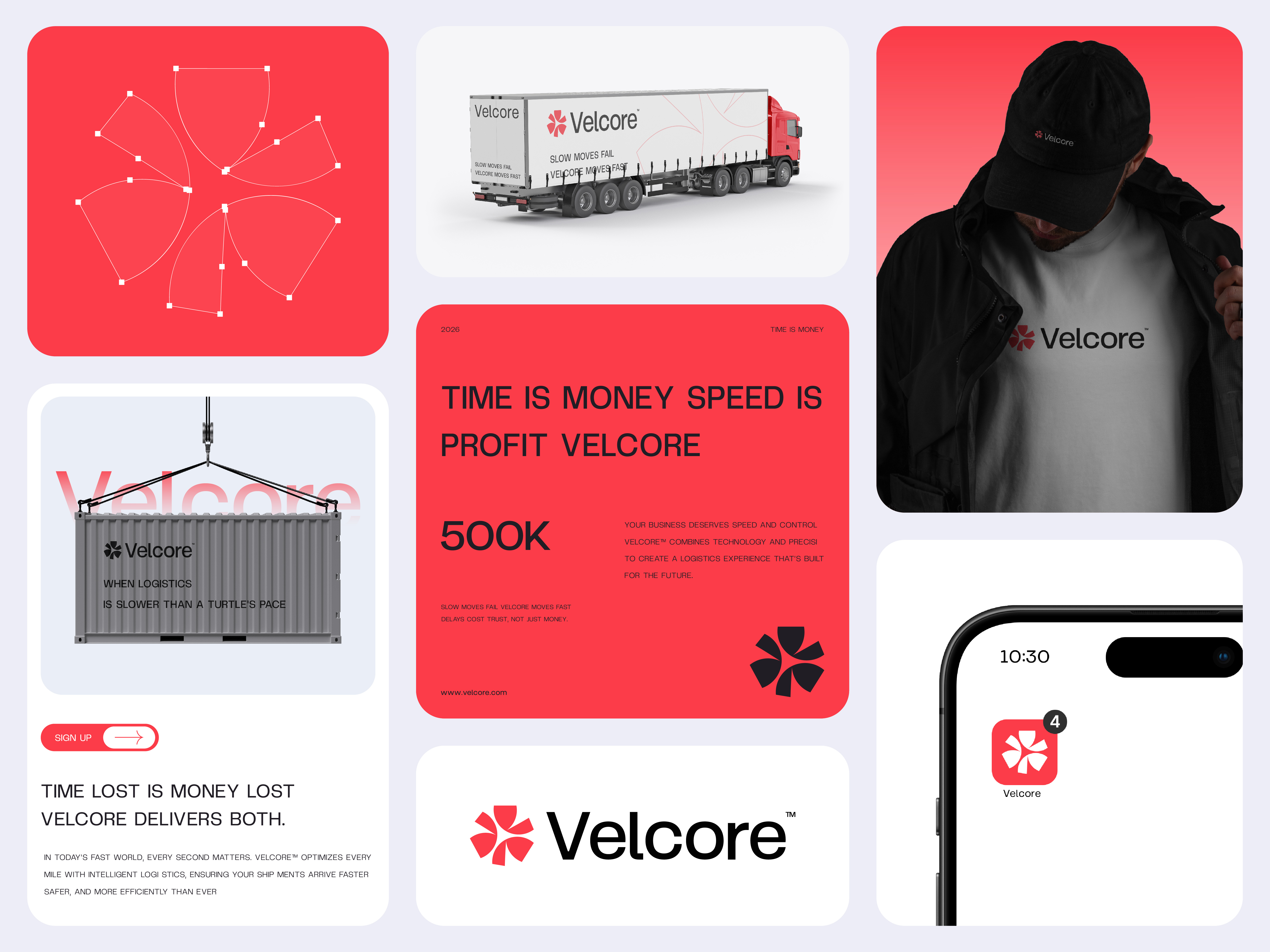Velcore™ – Brand Identity Redefining Logistics Efficiency brand guidelines brand style guide brandidentity branding digital brand logo logistics brand logo logistics company logo logodesign logotype shipment startup logo tech startup transport