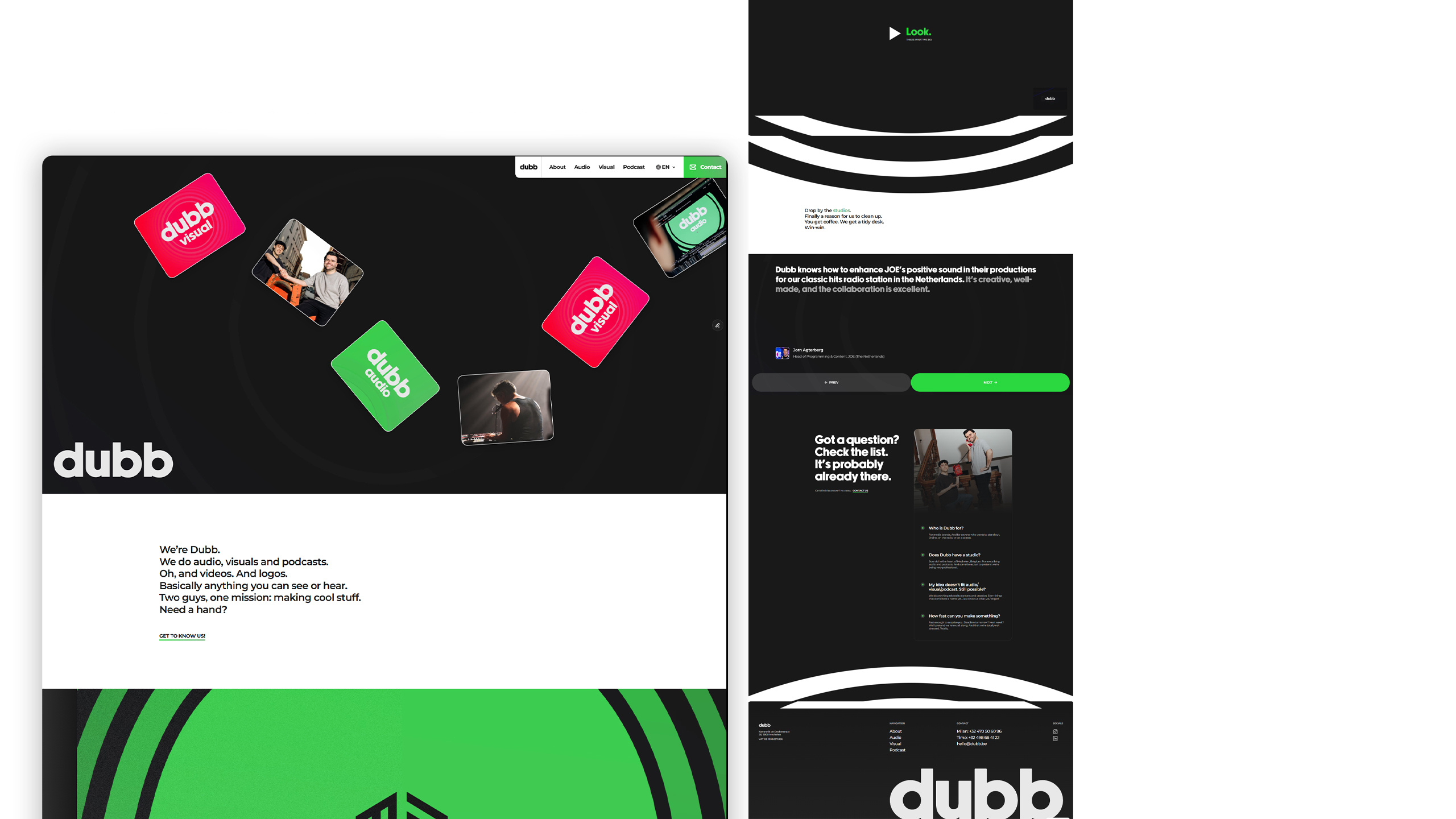 Framer - Sound Studio Website agency audio sound studio branding cleandesign darkmode delcoit design landingpage motiondesign podcast sound studio studio design studiowebsite typography web development webdesign website developer