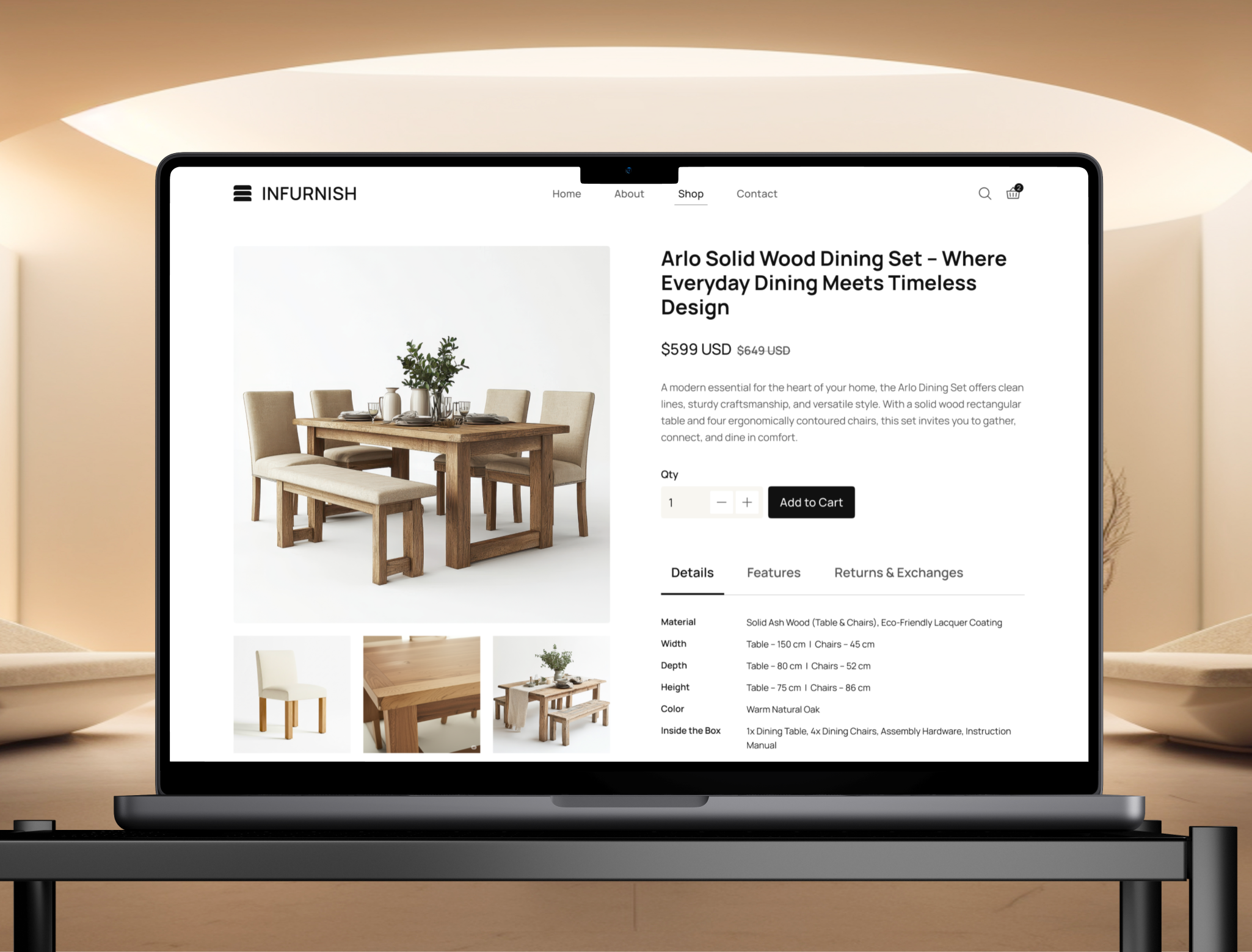 Infurnish Shop Page - Retail & E-Commerce Website figma figma design furniture homedecor homepage interior design landing page ui design ui inspiration ui showcaase ui trends uiux ux design web design webflow website design