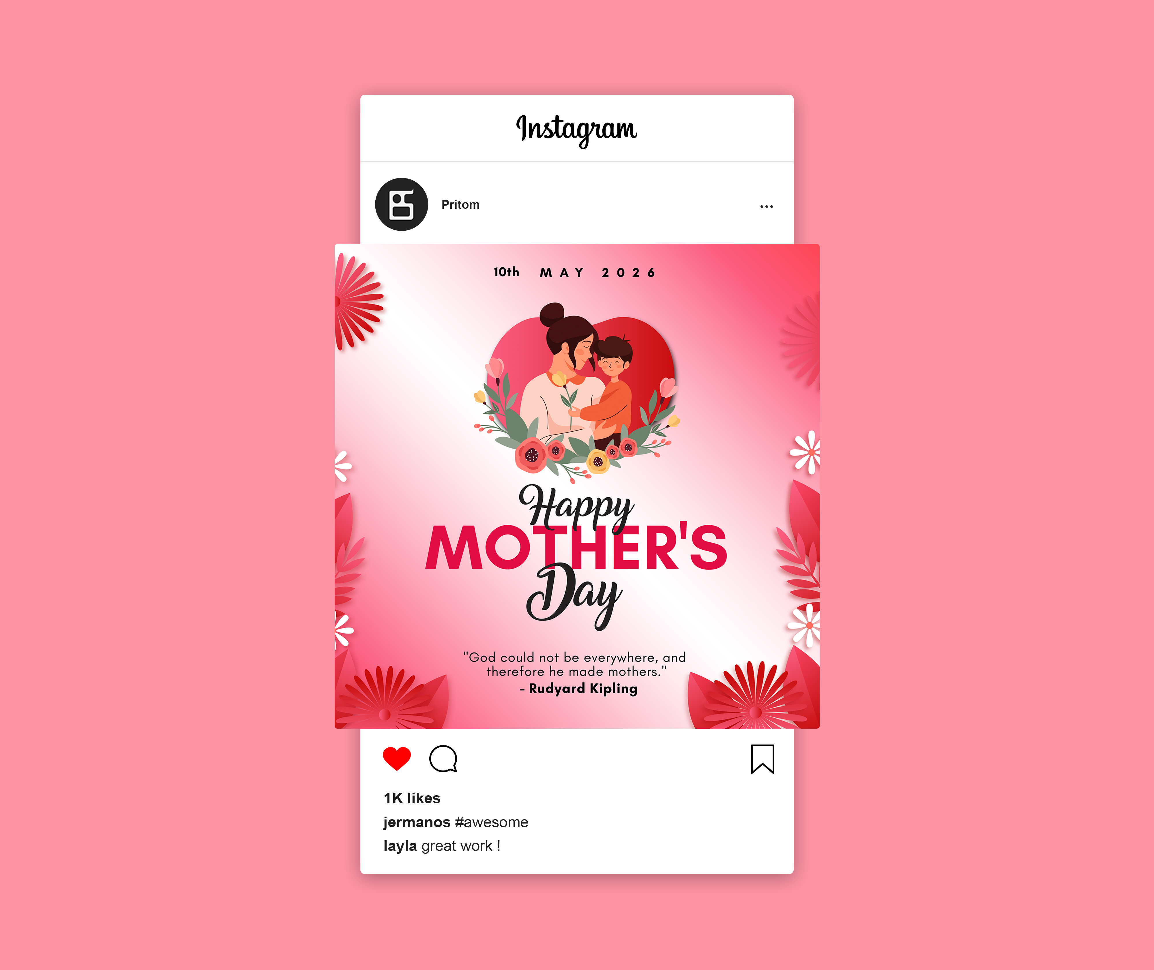 Happy Mother's Day Post facebook graphic design instagram international international mothers day mother mothers day social media post