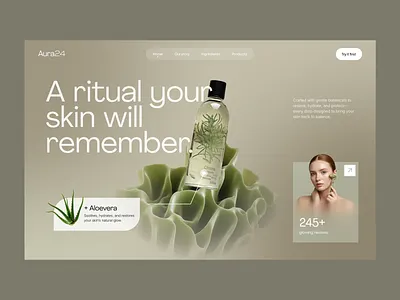 Skincare Landing Page clean ecommerce hero design landing page minimal modern natural skin skincare ui uidesign ux web design website website design
