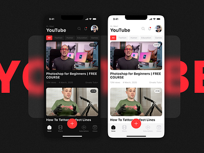 Improvement of the main screen of YouTube app branding design interfice mobile application screen ui ux youtube