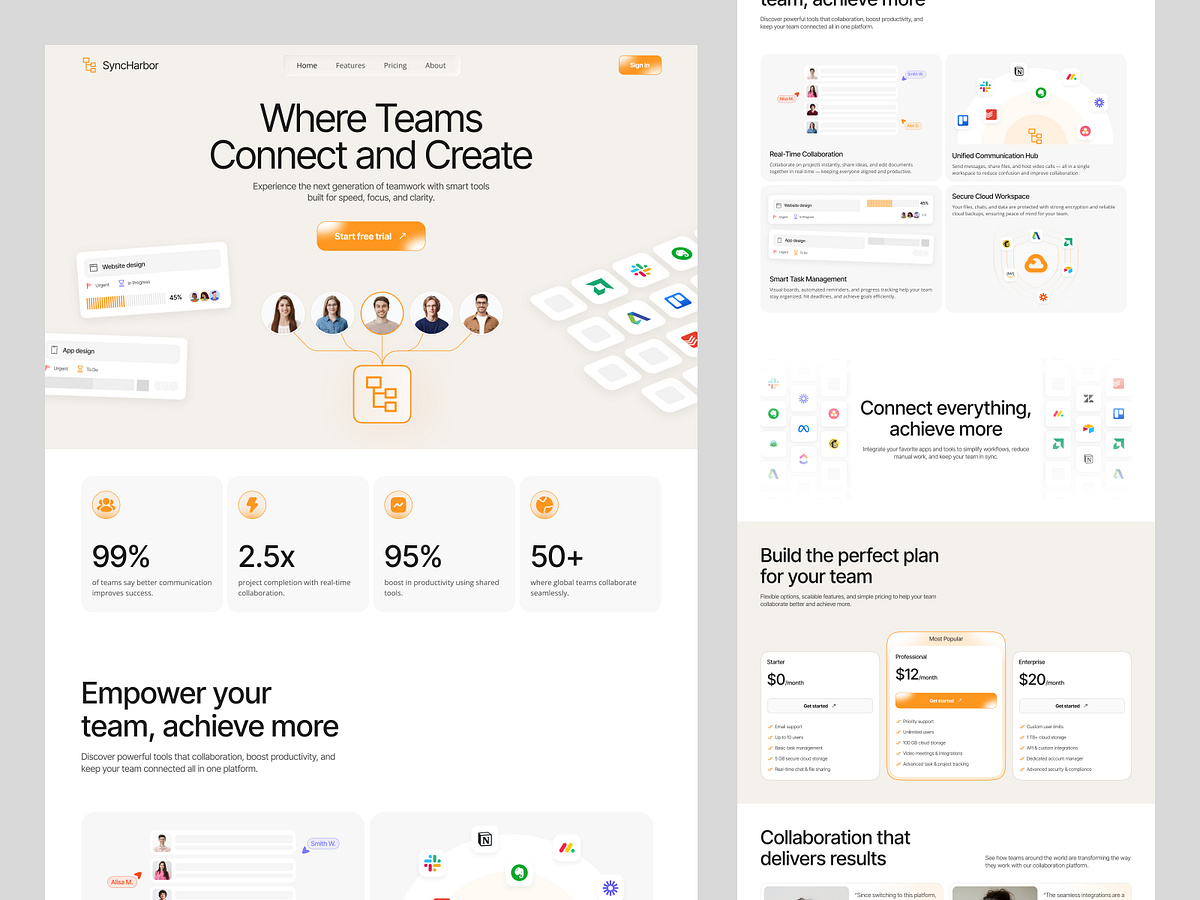 Team Collaboration website design