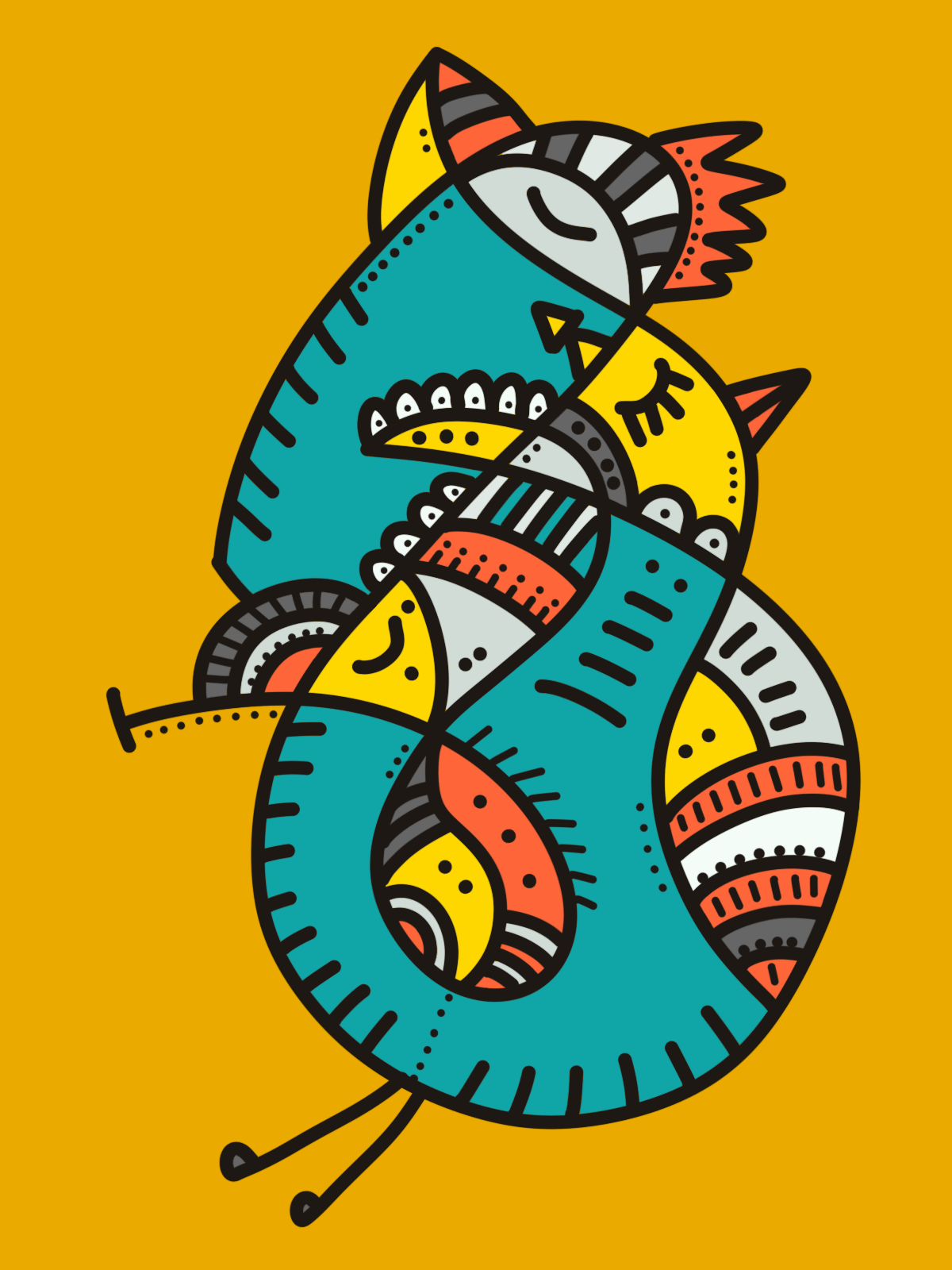 The Hen-House Paradox abstractlineart boldpalette characterdesign digitalink graphicart illustration midmodstyle vectorillustration whimsicaldesign