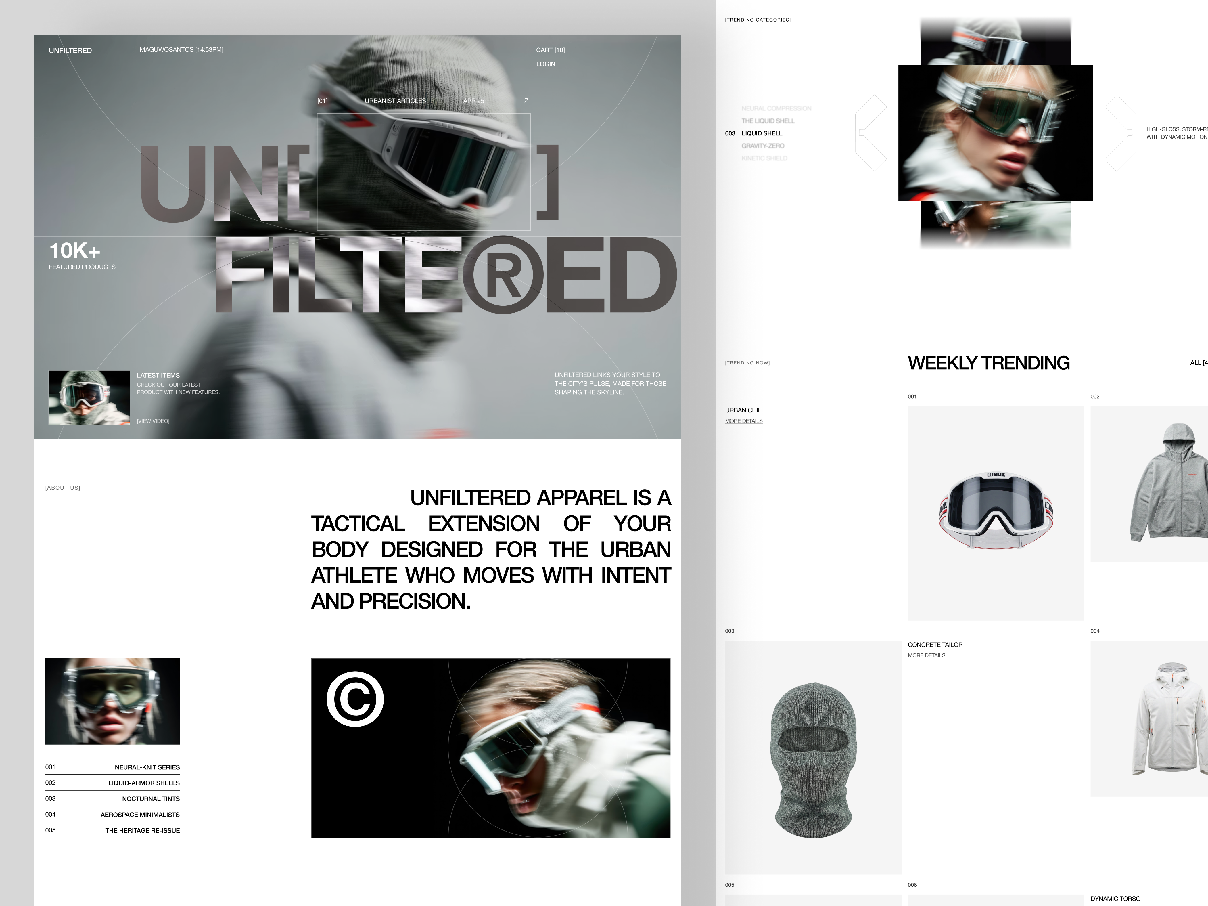 Unfiltered - Sportswear E-Commerce landing Page apparel e commerce ecommerce fashion landing page outdoor sports sportswear ui uiux uiuxdesign web design website