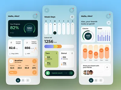 Fitness Tracking App UI – Clean Health Dashboard appdesign branding cleanui datavisualization design figma fitnessapp gradient healthapp healthdashboard minimal mobileapp mobileui moderndesign productdesign trackingapp ui uidesign ux uxdesign