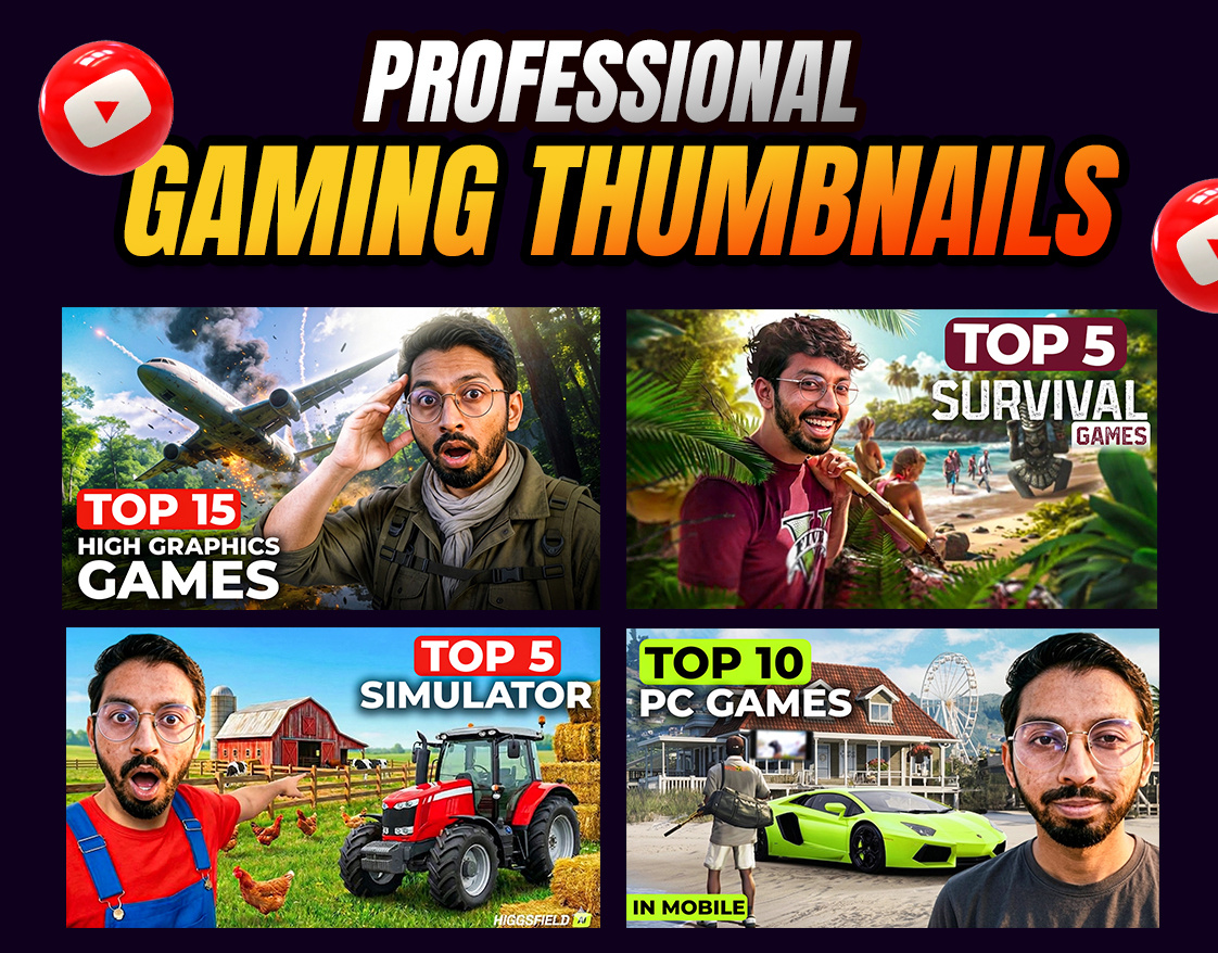Gaming Thumbnails professional eye catching deisng 3d branding design design gaming gaming gaming thumbnails graphic design logo new poster design profesional thumbanils