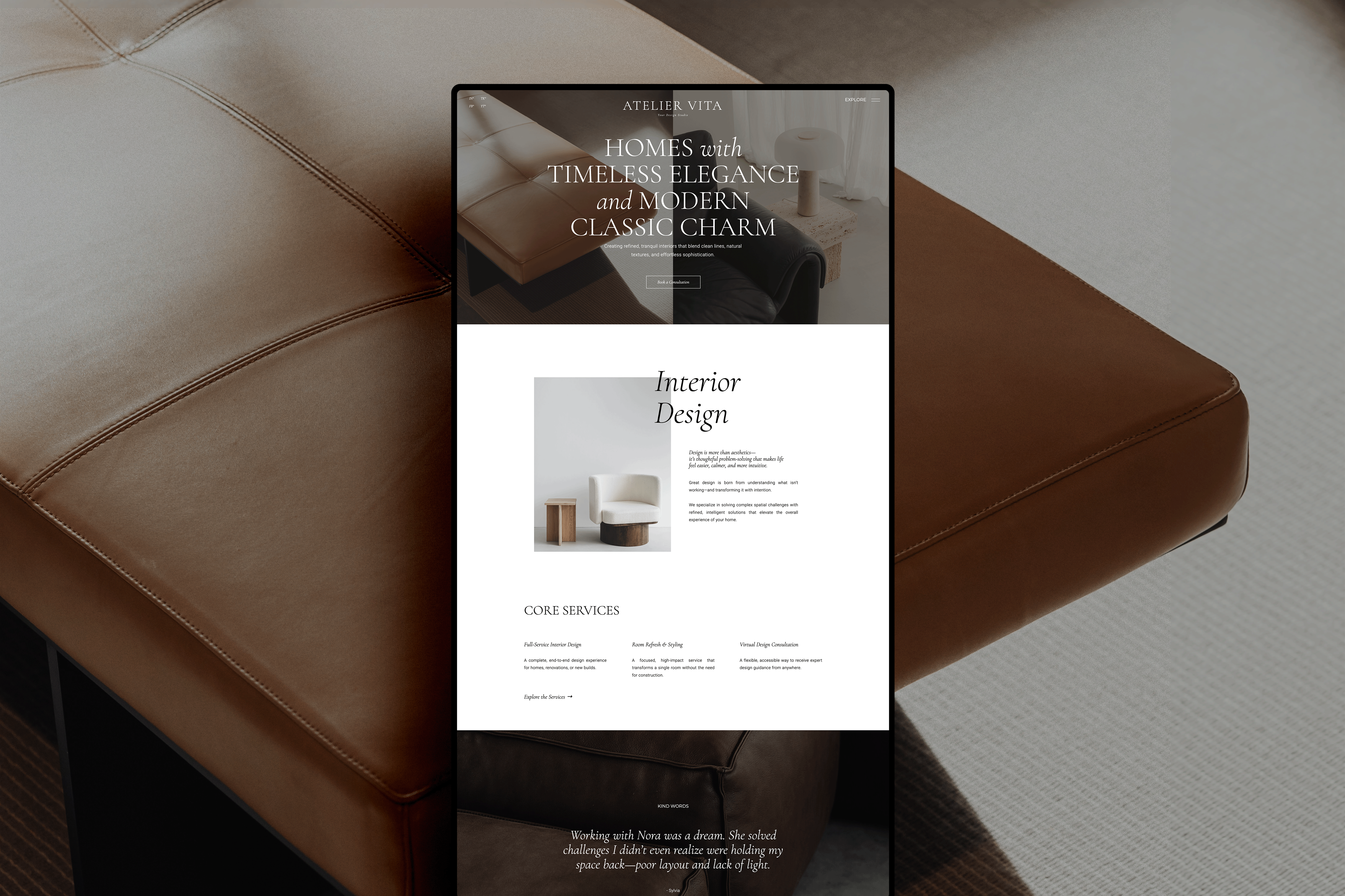 Atelier Vita - Interior Design - Showit Website Template