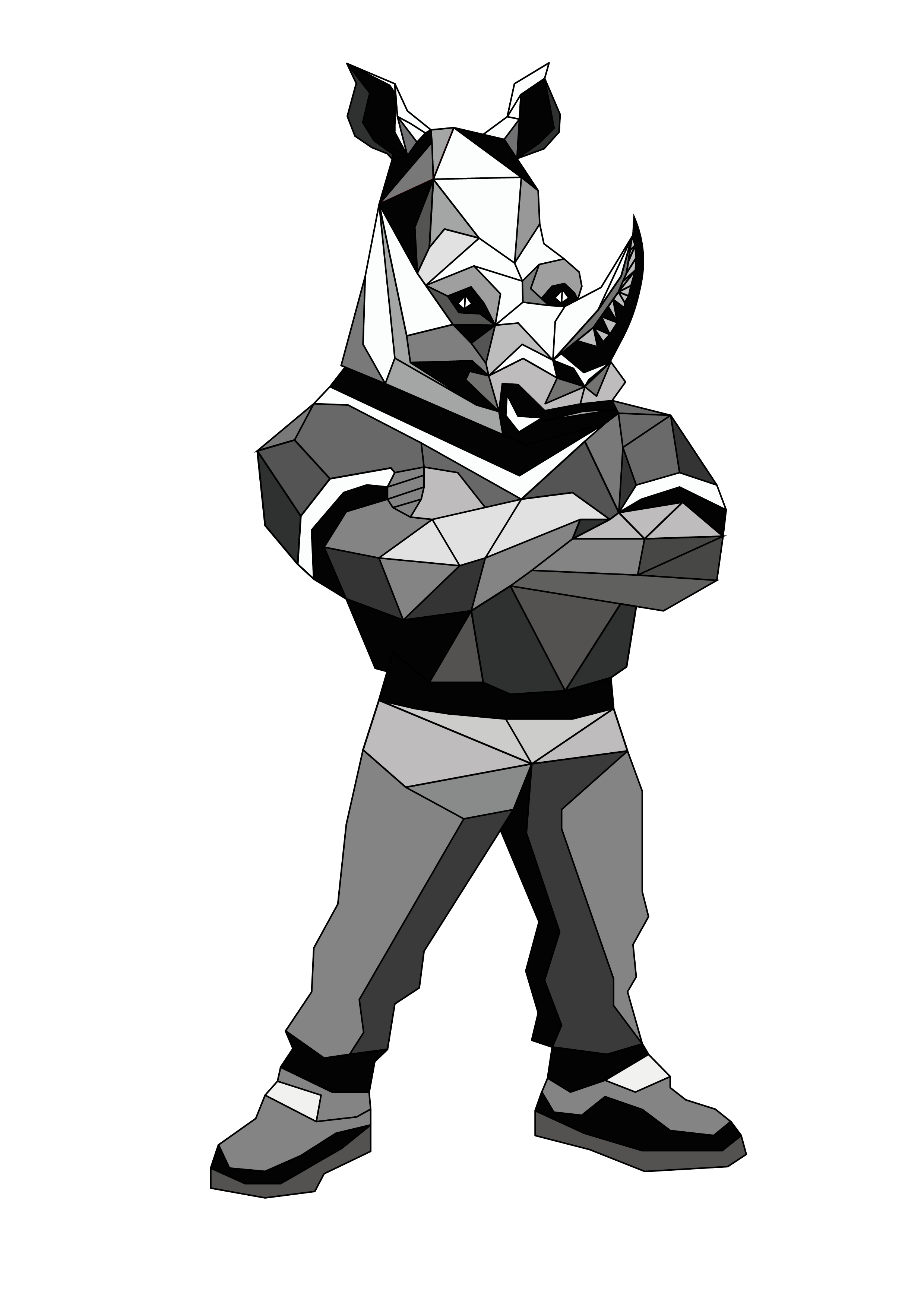 Rhino Ray Streetwear abstract animal angular design black and white character design cool animal edgy art geometric hip hop mascot modern design monochrome polygon art ray rhino rhinoceros sneaker style streetwear strong character urban style wildlife art