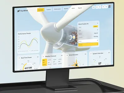 Wind Farm Analytics Dashboard analytics dashboard app design clean design dashboard dashboard design data visualization design system glassmorphism interface design minimal modern ui monitoring dashboard product design renewable energy ui uiux ux web app web design wind energy