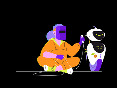 Under maintenance | illustration animation error graphic design illustration maintenance robot welder
