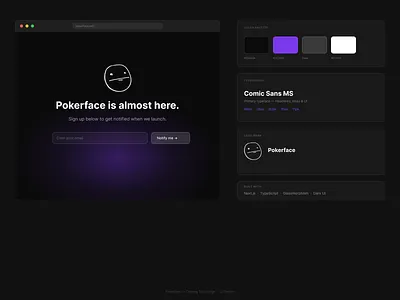Pokerface — Coming Soon Page branding coming soon dark ui glassmorphism landing page nextjs poker web design