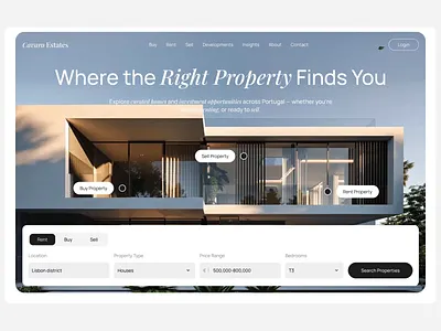 Real Estate Platform — Property Website Design architecture booking platform clean design landing page luxury minimal modern ui product design property listing property website real estate real estate app saas ui uiux ux web design website design