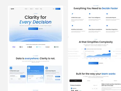 SaaS Product Website — Data & AI Platform ai ai saas analytics b2b clean design dashboard data platform landing page minimal ui product design saas saas design startup ui uiux ux web design website design