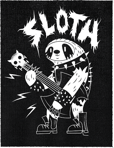 Slow Metal adobe illustrator editorial editorial illustration grindcore illustration metal sloth texture vector