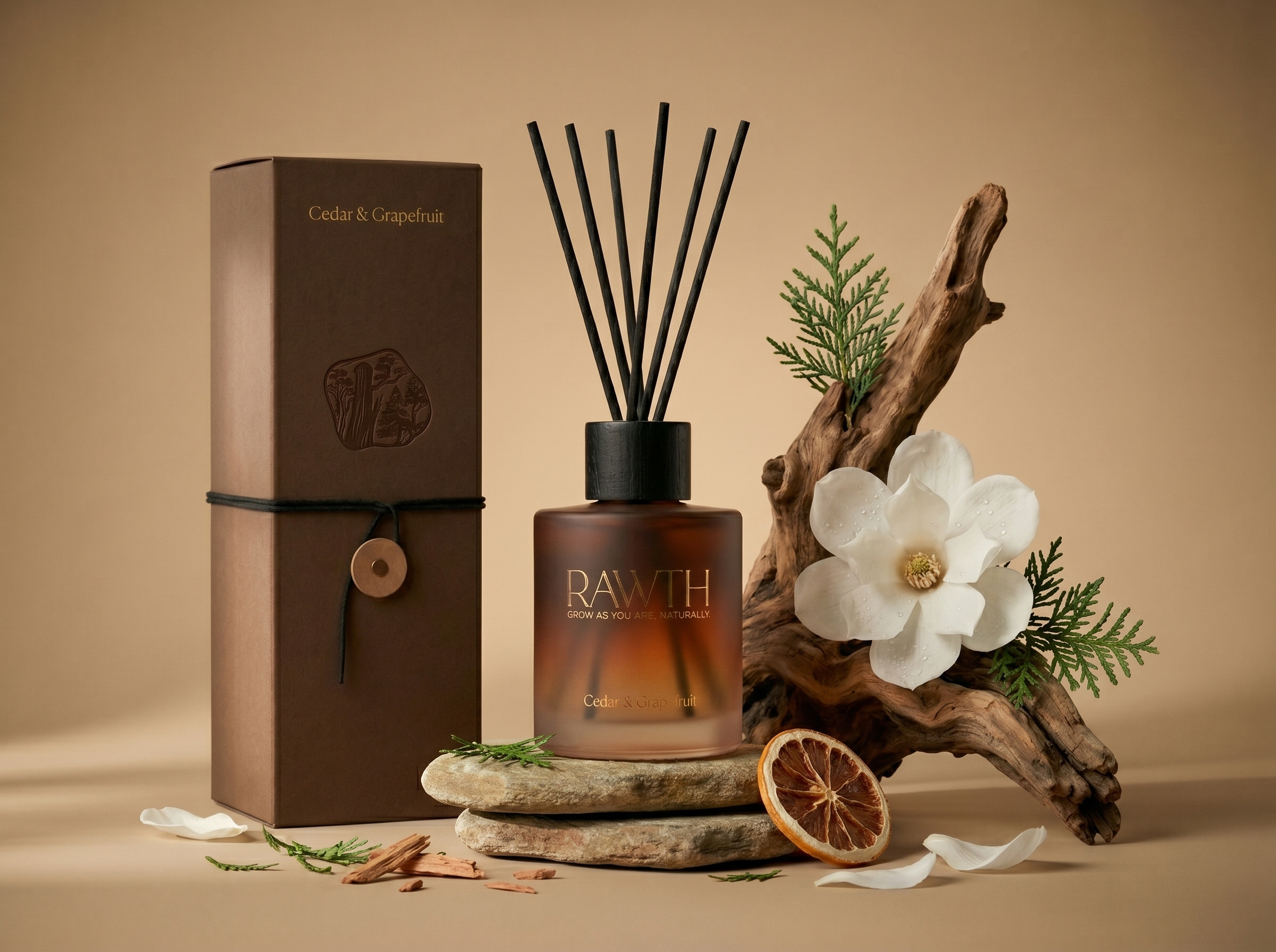 Rawth-Diffusers bold branding candles clean cool diffuser elegant foil gold letterpress luxury minimal modern professional style welness