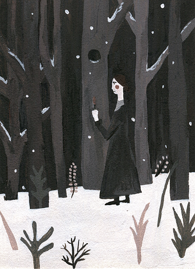 Editorial Illustration: The Little Match Girl drawing editorial gouache illustration nature painting woman