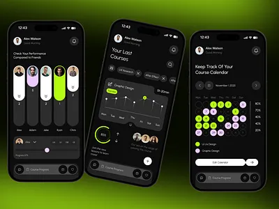 E-Learning Dashboard Mobile App – Course Progress & Analytics UI app dashboard inspiration course tracking app dark ui design dashboard ui data visualization ui education app design elearning app ui fintech style dashboard learning analytics ui mobile dashboard design modern mobile ui productivity app ui progress tracker ui ui ux design ux case study